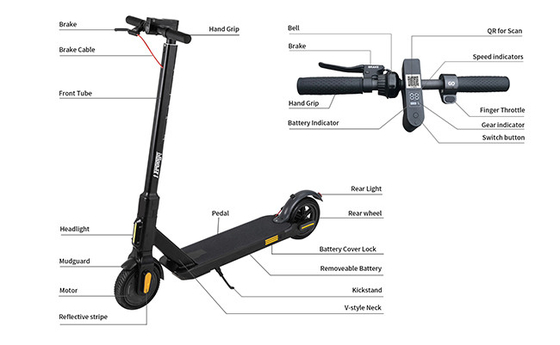 Motorino elettrico comune colore nero 8,5&quot; dimensione della gomma con la batteria smontabile potente